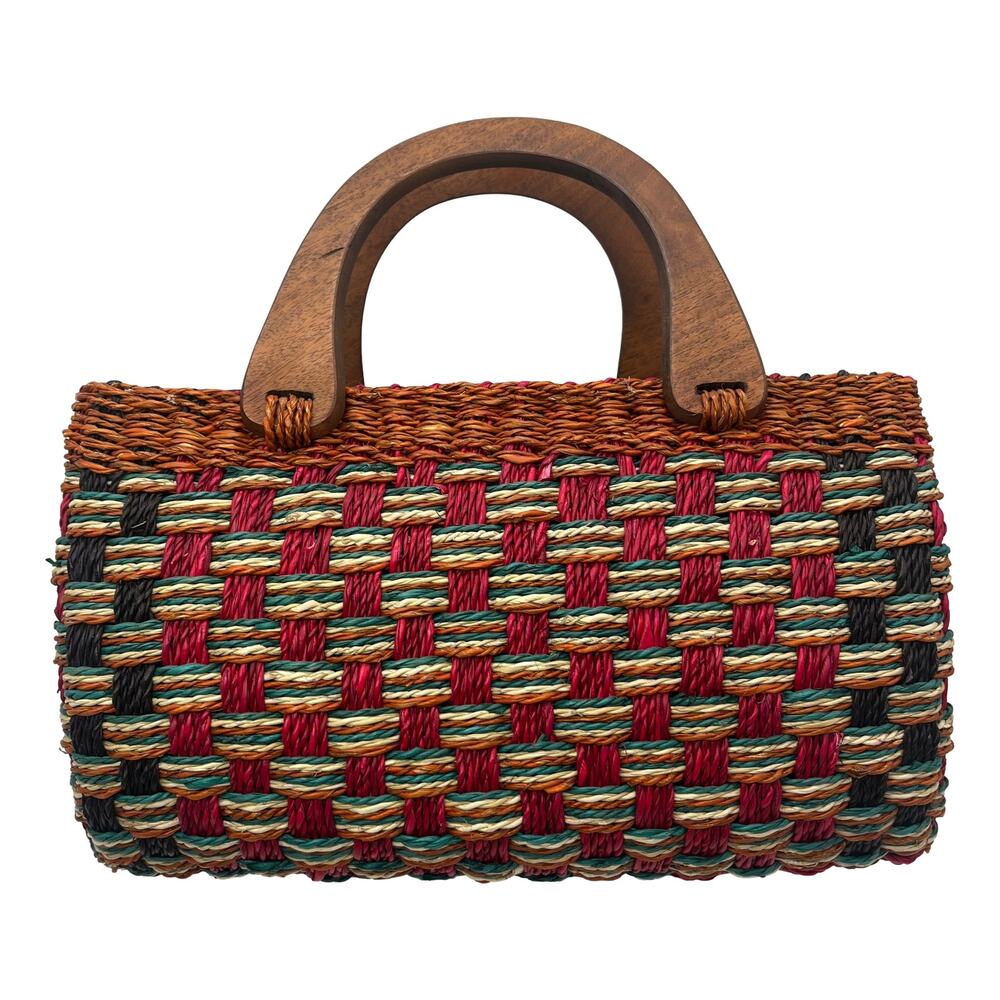 Women's Sturdy Abaca Handbags Native Artisan Handwoven With Wooden Handles